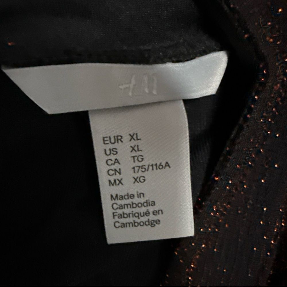 H&M Metallic Shimmer Overlay Dress XL Lined Long Wimsigoth Dark Romantic Party - Picture 7 of 8
